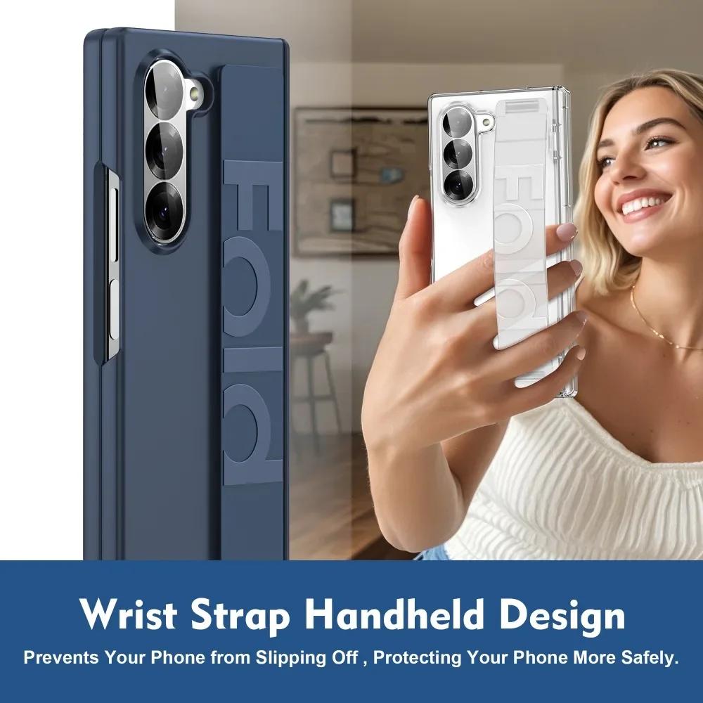 Elasticity Silicone Wrist Strap Phone Case for Samsung Galaxy Z Fold 7 6 Fold6 Fold5 Wristband Shockproof Hinge Protective Cover