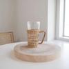 Rattan Woven Glass Water Cup Cover Handle Protection Holder Case