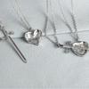 European & American Heart Pendant Couple Necklace with Sword Design