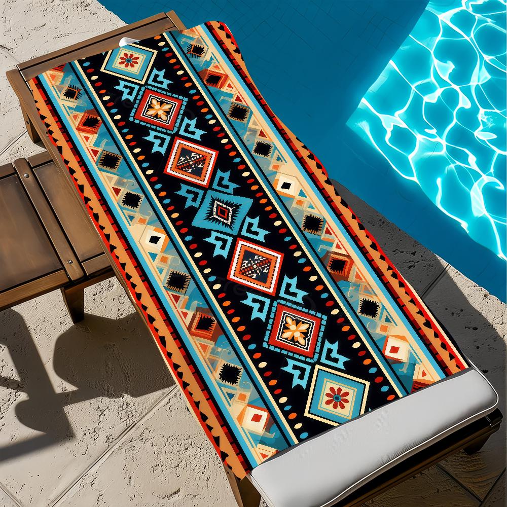 Fashion Ethnic F-Frame Towel Large Quick-Drying Microfiber soft Beach Towel for Travel Fitness Sauna Bathing Camping