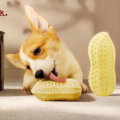 Squeaky Dog Toys Interactive, Peanut Shape Dog Toys Teeth-Cleaning Squeak Dog Chew Toy, Durable for Medium Dogs, Large & Small Breeds - Puppy Teething