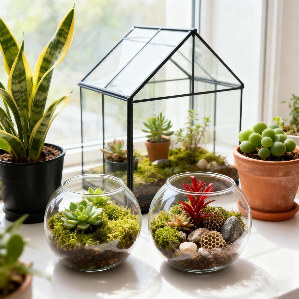 Mini Goldfishs Bowl, Decorative Aquarium, Desktop Transparent Landscape Fish Tank, Ornamental Turtle Tank, For Home Decor