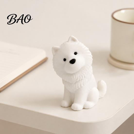 Car Interior Ornament Cute Sitting Samoyed Dog Figurine, 3D Printed Smiling Puppy Statue, Healing Animal Sculpture Desktop for Home Decor, Gift Lovers