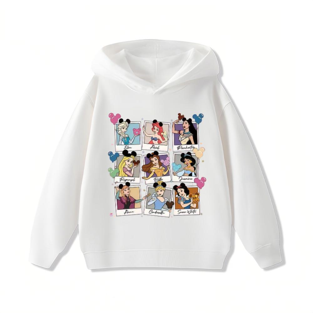 Disney Princess Childrens Hoodie Girls Clothing Disney Autumn and Winter Warm Fashionable Versatile Children's Hoodie Sweatshirt