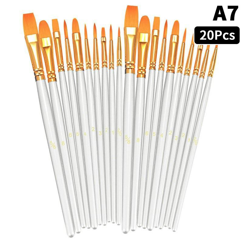 Detail Painting Brushes Set Professional Round Flat Nylon Hair Watercolor Paint Brush For Kid Students Artists Oil Painting Tool