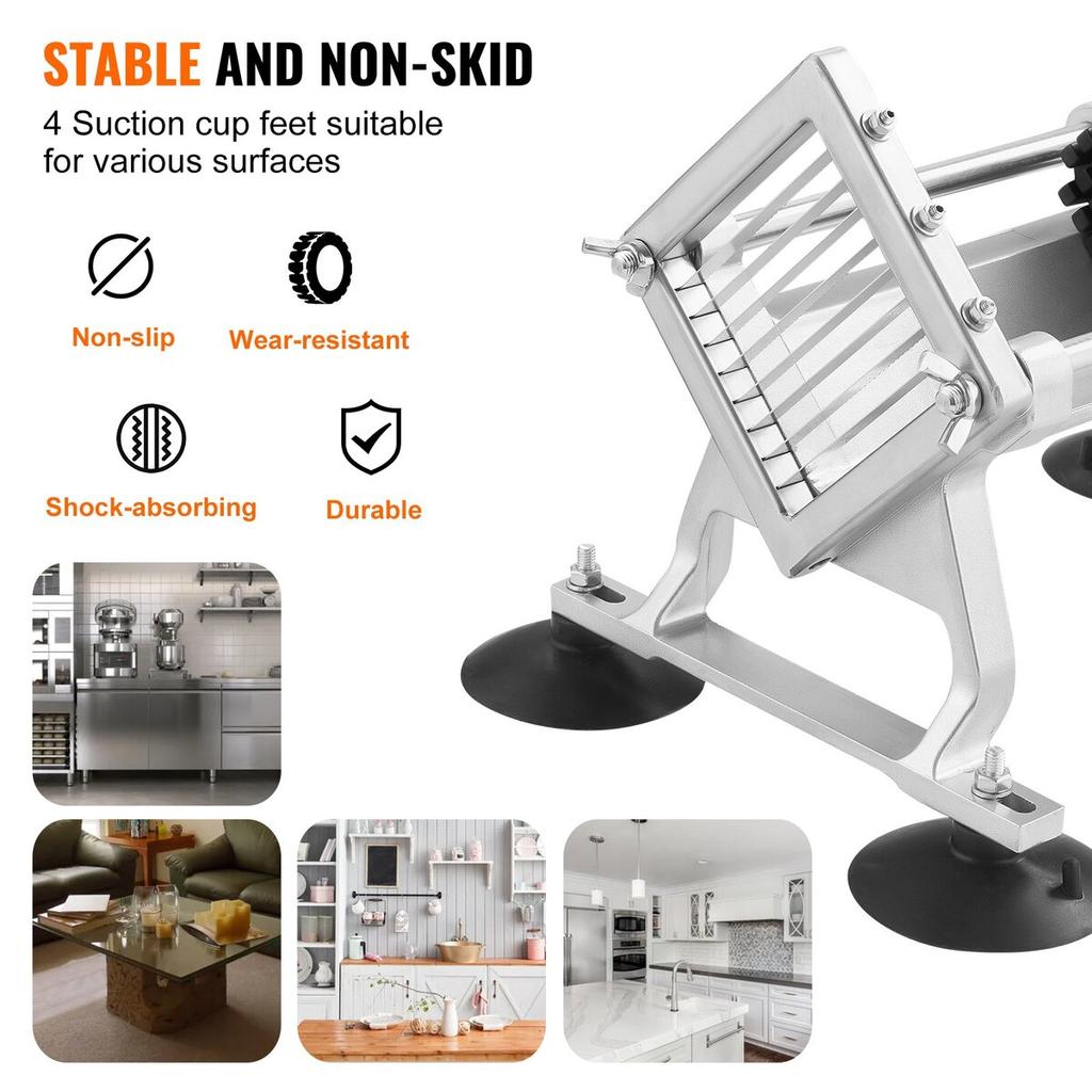 Commercial Vegetable Slicer, 3/8 inch Fruit Slicer, Stainless Steel and Aluminum Alloy Vegetable Cutter Slicer Machine, Manual Slicer with Non-slip