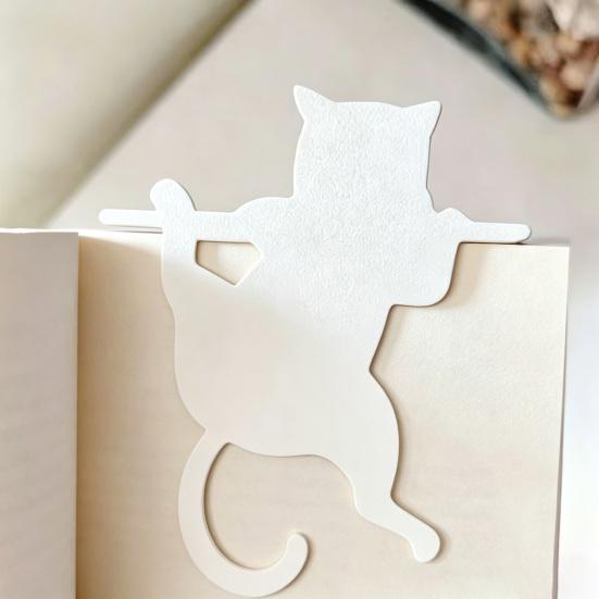 Practical Gifts for Avid Readers 3PCS Cartoon Cat Bookmark, Durable PET Cute Page Marker, Decorative Table Ornaments Home 3D Printing Lightweight