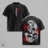 Higurashi Kagome Print T-shirt Anime Inuyasha Clothing Men Women Casual Tshirts Retro Washed T Shirt Harajuku Unisex Cotton Tops