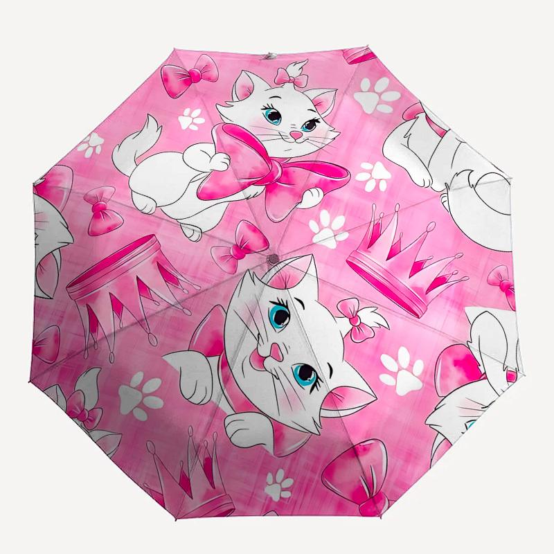 Marie, Pink Themed Automatic Opening and Closing Umbrella, Brightly Colored 8-rib Portable Umbrella, Suitable for Men and Women, A Perfect Gift for Ch