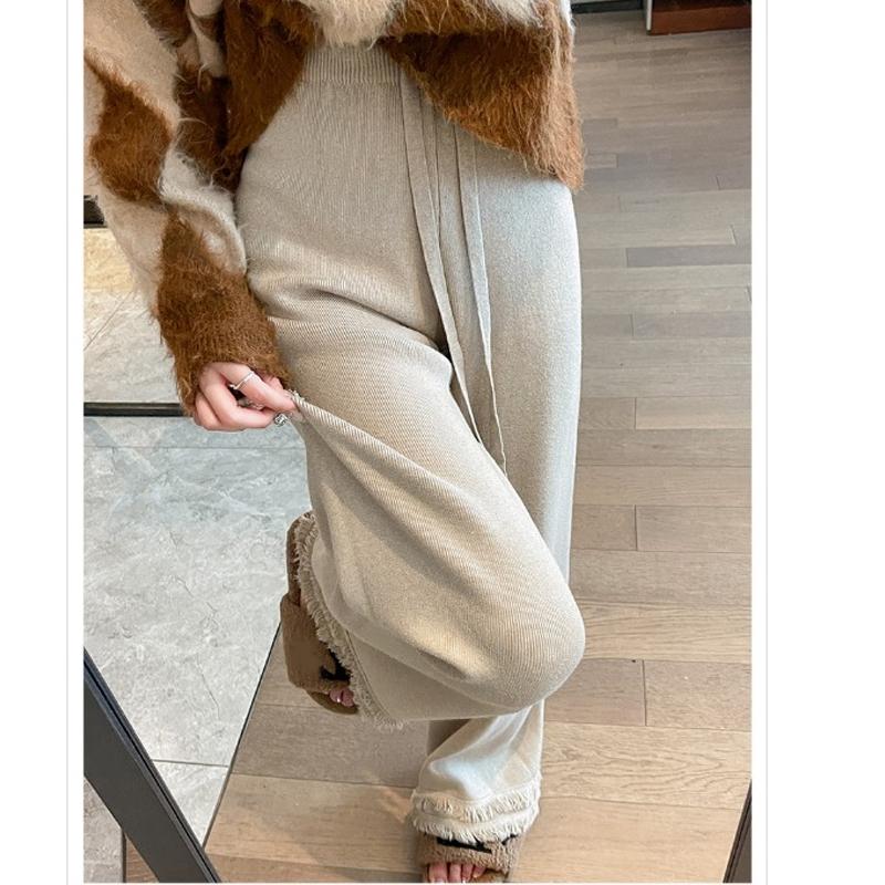 

Модные Элегантные Женские Брюки с Бахромой и Широкими Штанинами Осень-Зима Свободные Повседневные Брюки с Высокой Посадкой и Кулиской Новые Женские Простые Брюки 2380 2XL