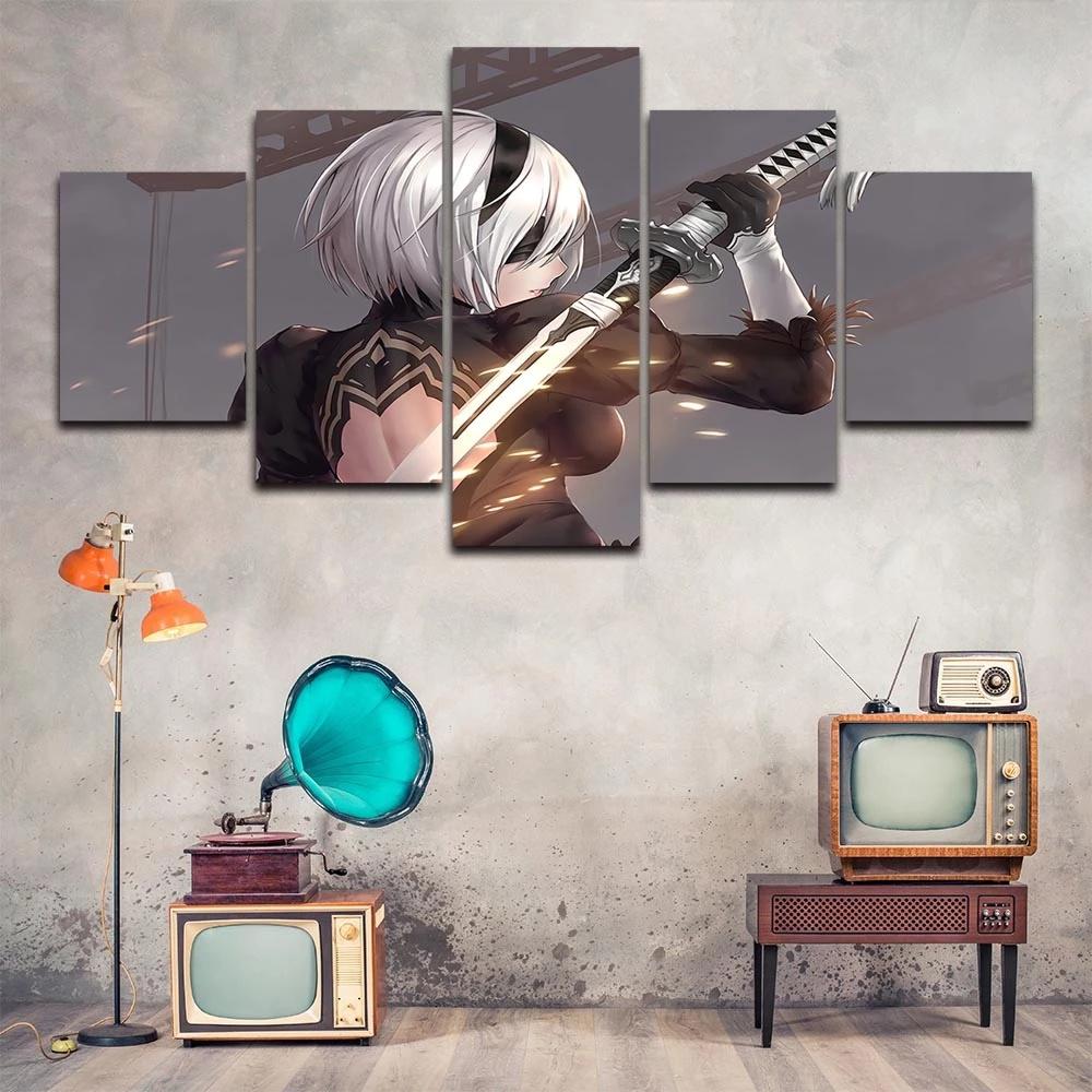 Framework Modular HD Print 5 Pieces Anime Games Characters Canvas Painting Posters Pictures Living Room Decoration Home Wall Art