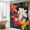 1Pc Vibrant Floral Shower Curtain With Orchids & Lilies On Dark Background - Polyester Bathroom Decor 70.8X70.8 Inches,