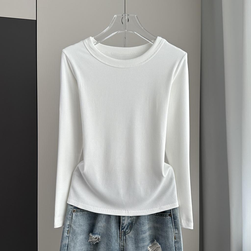 Ribbed Round Neck Long Sleeve Base Top Modal Slim Inner Wear For Winter Stretchy Slim Base Layer Soft Ribbed Fabric Good For Inner And Outer Wear Top