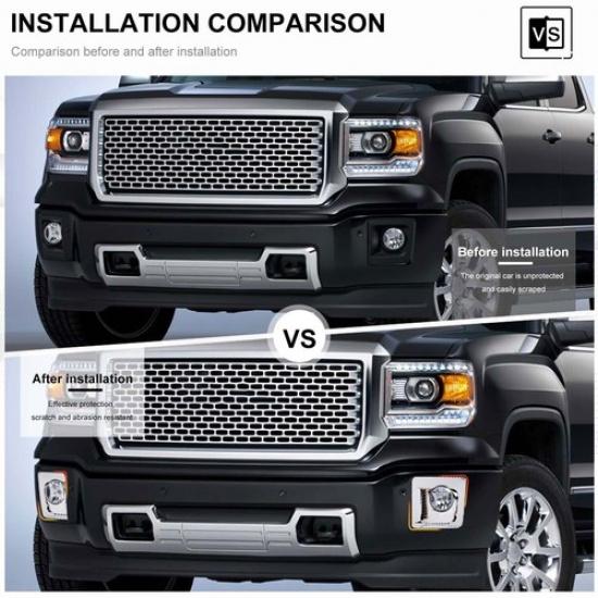 Chrome Front Grill Bumper Fog Light Lamp Trim Cover Decor For GMC SIERRA 2014-15