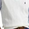 Polo Ralph Lauren FW25 Embroidered Pony Logo Pattern Solid Color Cable Knit Cotton V-Neck Sleeveless Pullover Vest Standard Fit Men Tops 710B13895-001