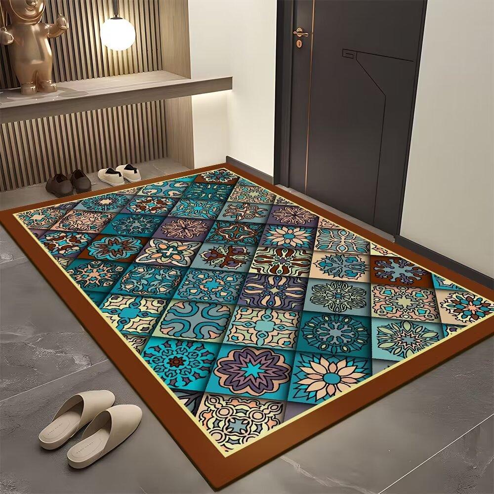 French Retro Printed Doormat Entryway Mat Diatomaceous Earth Bathroom Non-Slip Mat Absorbent Foot Mat