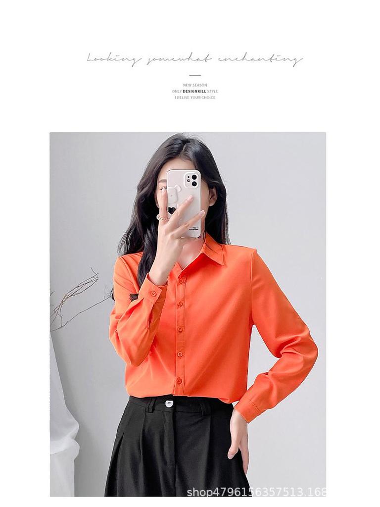 2025 Women's Korean Slimming Long Sleeve Shirt - Spring & Autumn Trendy Versatile Jacket-Style Top