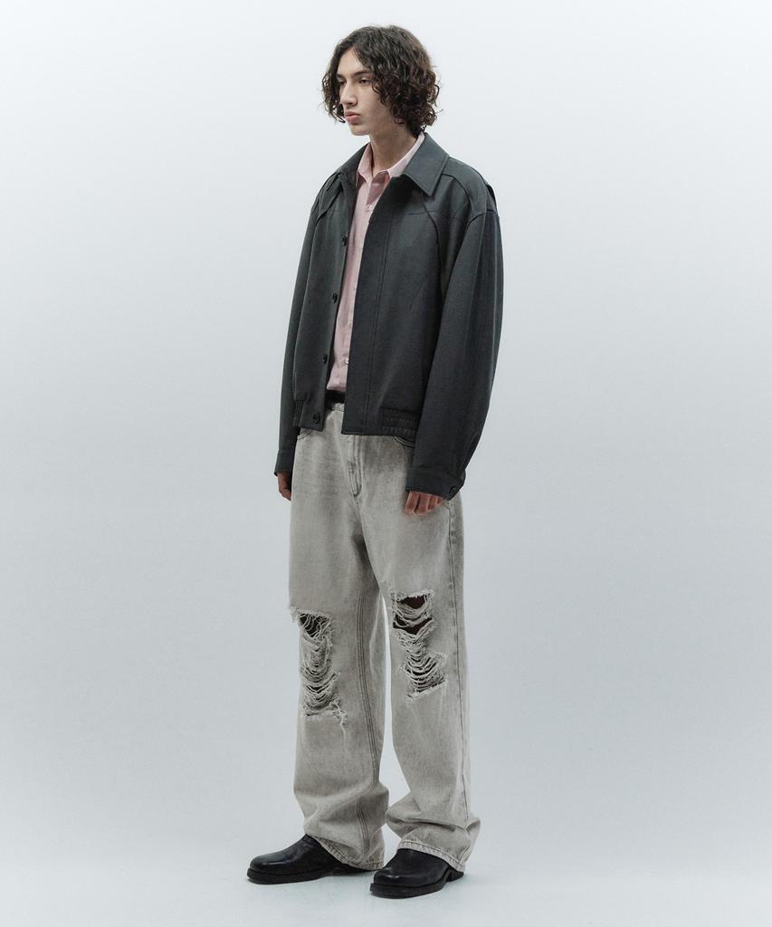 Insilence Origami Stitch Wool Jacket Blue Grey