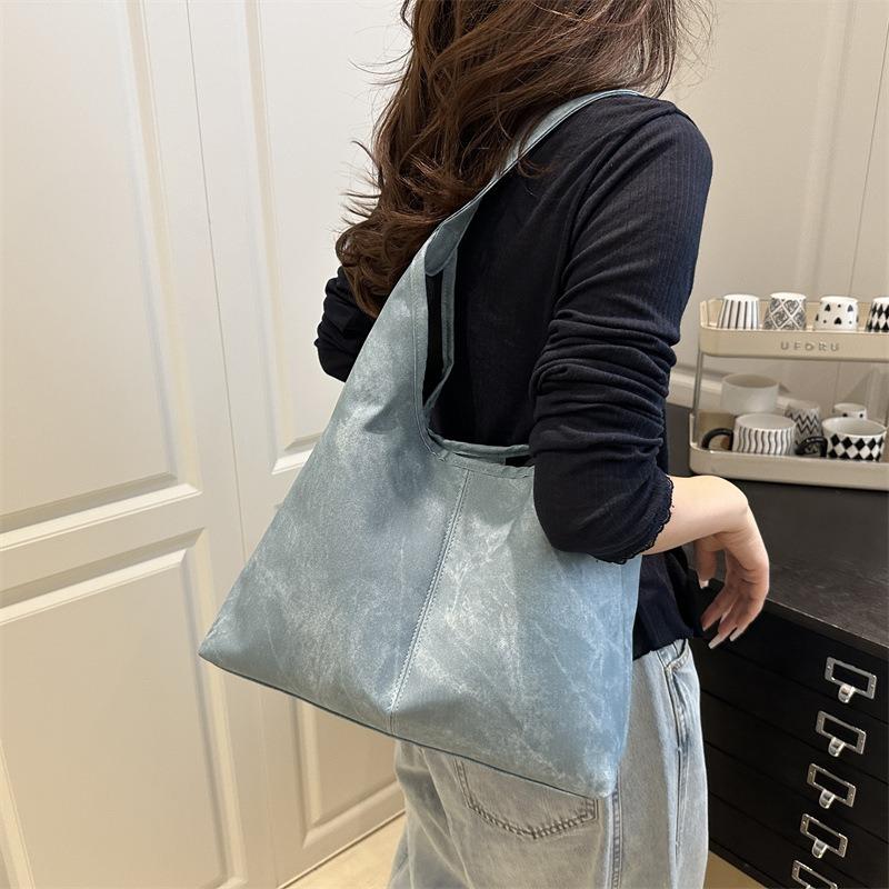 Premium sense large capacity tote bag summer new fashion solid color casual versatile portable shoulder armpit bag