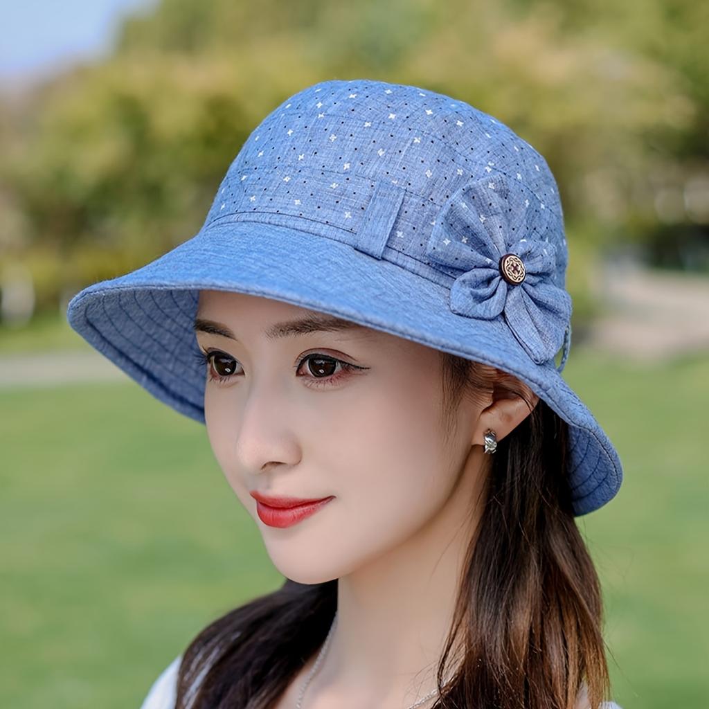 Spring and Summer Country Style Elderly Hat, Women's Sunshade Hat, Mom Sun Hat Top Hat, Grandma Face Bucket Hat, Outdoor Casual Fashionable Cap,