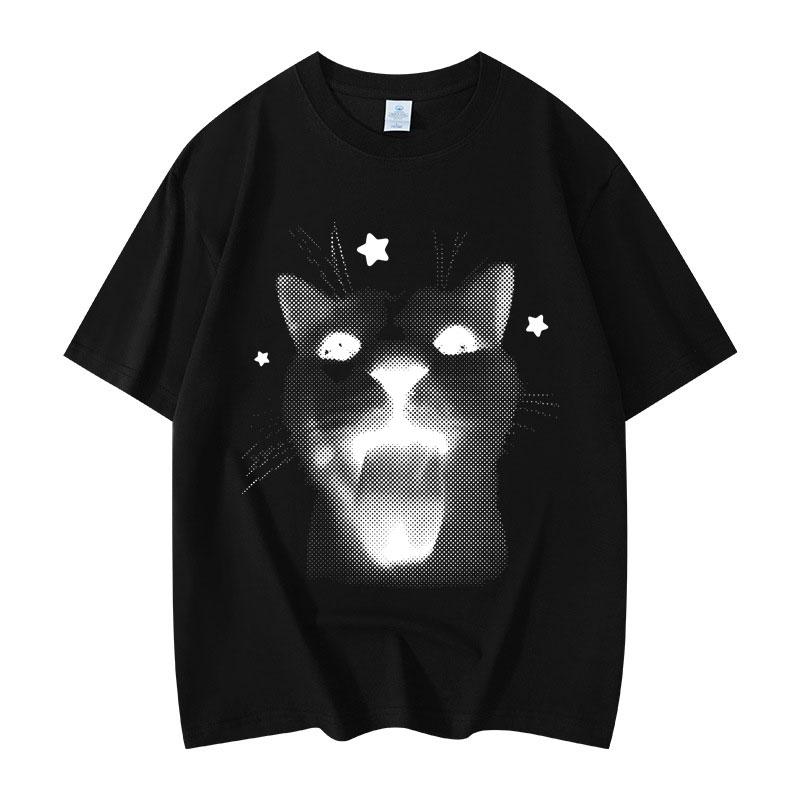 T-shirts Graphiques Meme Chat Drôle Hommes Femmes Vêtements Y2k T-shirts Oversize Tendance Mode Vintage T-shirt Manches Courtes