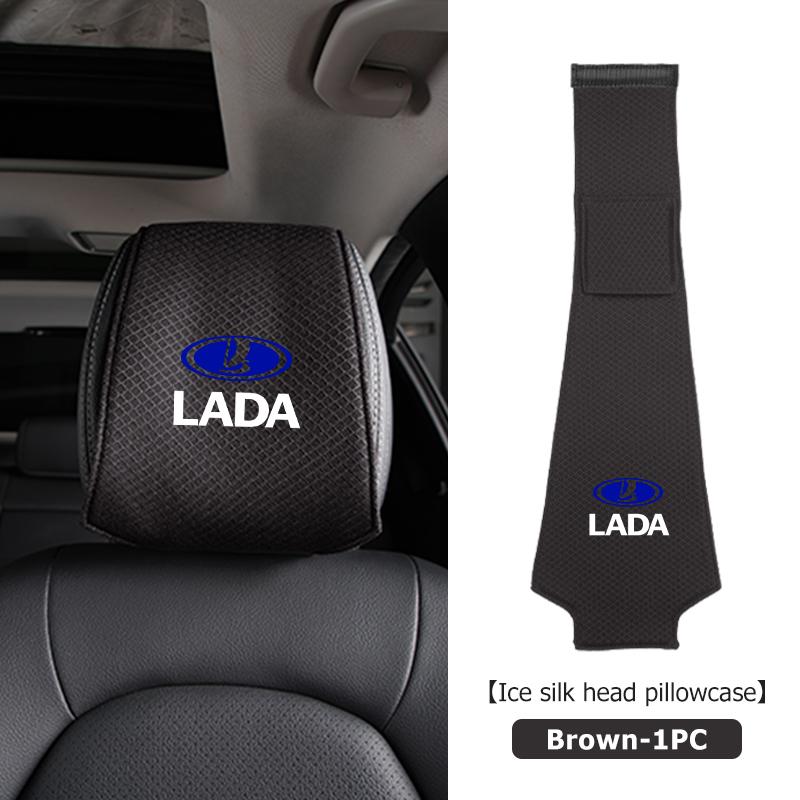 Car Seat Back Headrest Ice Silk Support Pad Head Pillow Covers For Lada Niva Vesta 4X4 Samara Kalina Largus Priora Granta