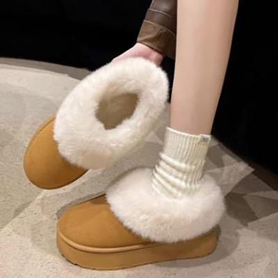Warme Laarzen Dames Winter Platte Schoenen Korte Pluche Bont Enkellaarsjes Sneeuwlaarzen Casual Schoenen Sport Suede Motorlaarzen