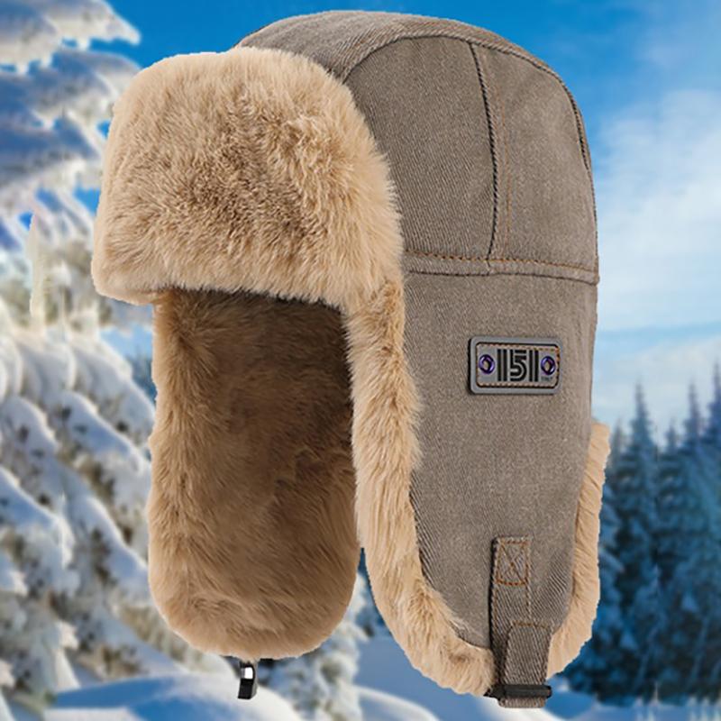Newest Bomber Hat Men Women Thick Warm Russian Ushanka Fur Hat Fashion Male Female Winter Hat Black Grey Earflap Ski Russian Cap