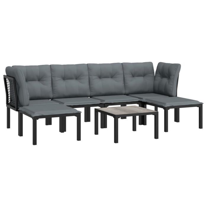 VidaXL Garden Lounge Set 7 Pcs, Patio Furniture Set, Outdoor Furniture, Patio Chair, Modern, Black and Grey 3187763