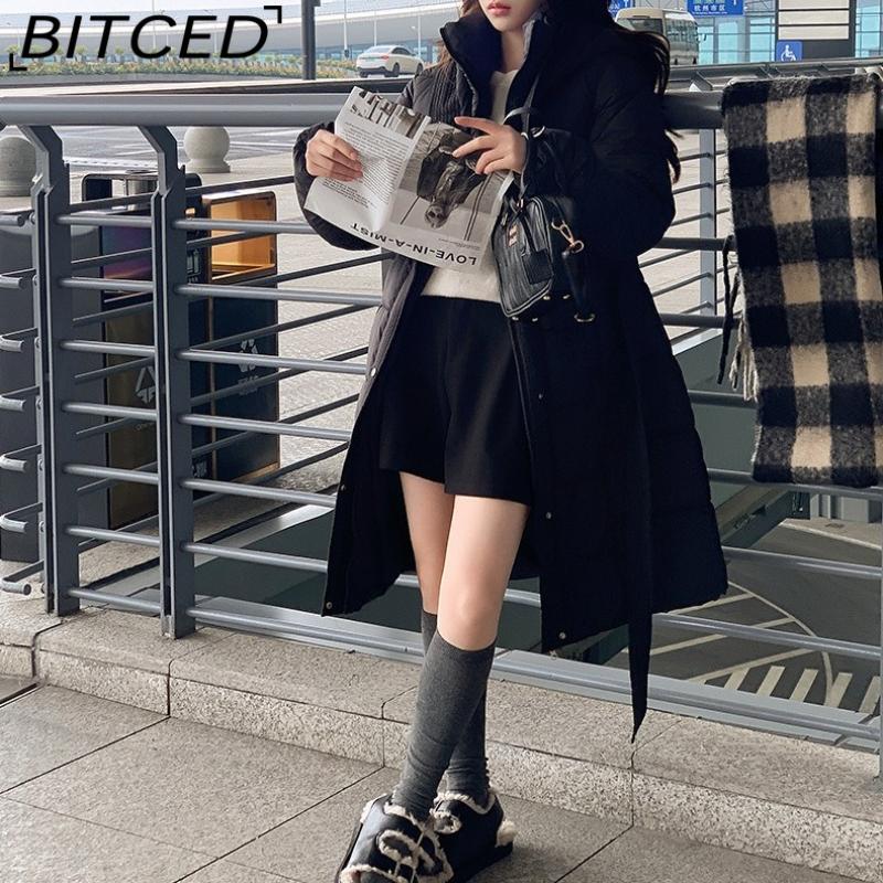 BITCED Women's Down-Filled Cotton Coat - Autumn/Winter Mid-Length, Elegant and Tailored, Knee-Length, Thickened Outerwear