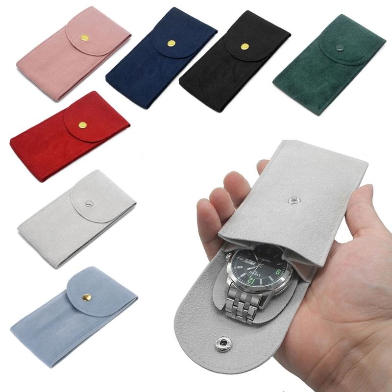 Portable Flannelette Fabric Watch Pouch Storage Bag Single Watch Travel for Case Organizer Display Pouch for Men and Wom