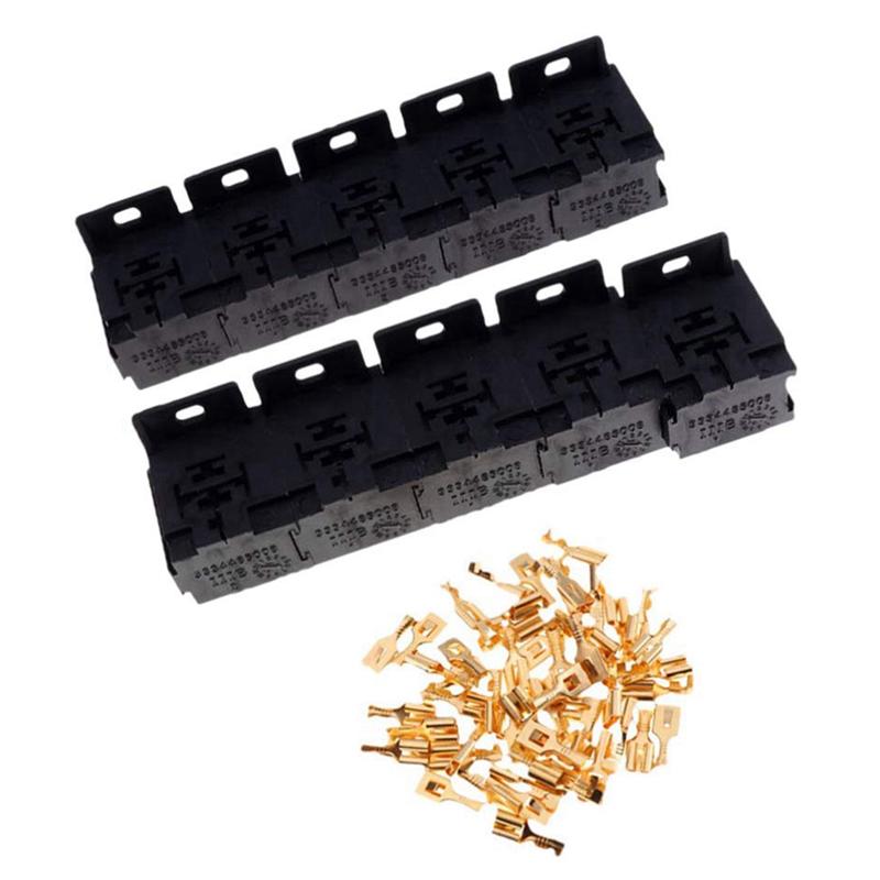 ABLZ-100X Car Auto 30A-80A Relay Bracket Terminal Case Holder Relay Base Holder 5 Pin Socket With 500Pcs 6.3Mm Terminals