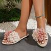Shoes for Women 2024 Plus Size Women's Slippers Outdoor Casual Slippers Women Mixed Colors Floral Round Toe Flat Shoes Female