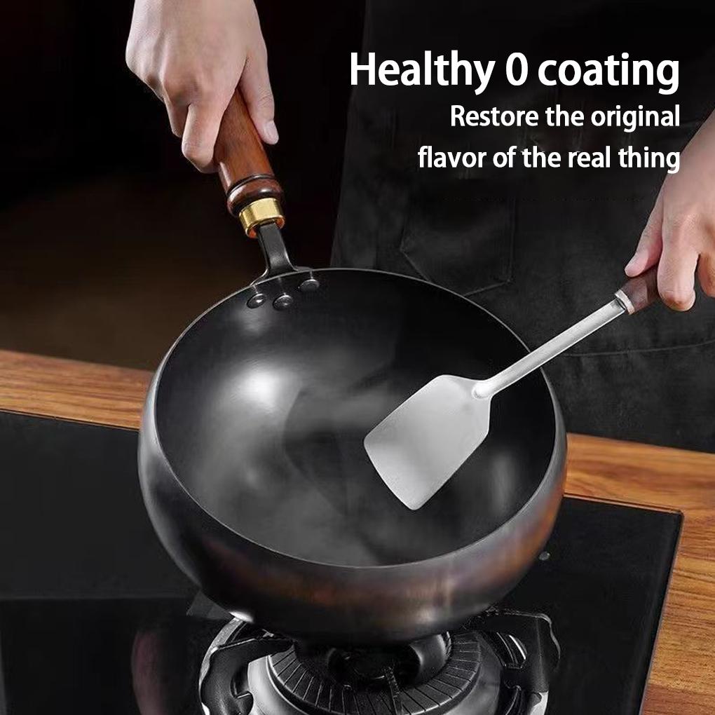 Household Small Flat Bottom Frying Pan Handmade Forging Big Belly Pot Uncoated NON-STICK PANKitchen Gas Stove Universal Pan