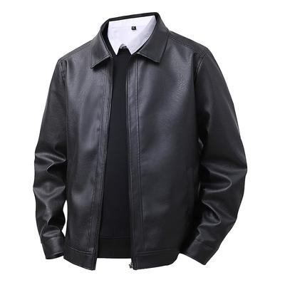 Leather Jacket Men Autumn Men Slim Fit Lapel Casual Jacket Men's Top Windproof Casual Jacket