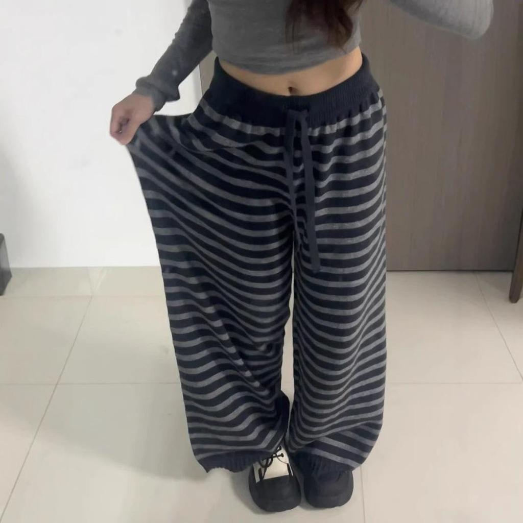 Herbst/Winter Gemütlicher Mädchen-Stil Dicke Warme Gestreifte Wollstrick Casual Hose Damen Trend