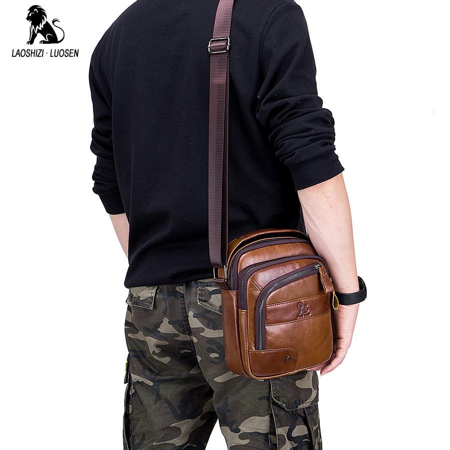 Casual Men's Shoulder Bag Made of Genuine Leather