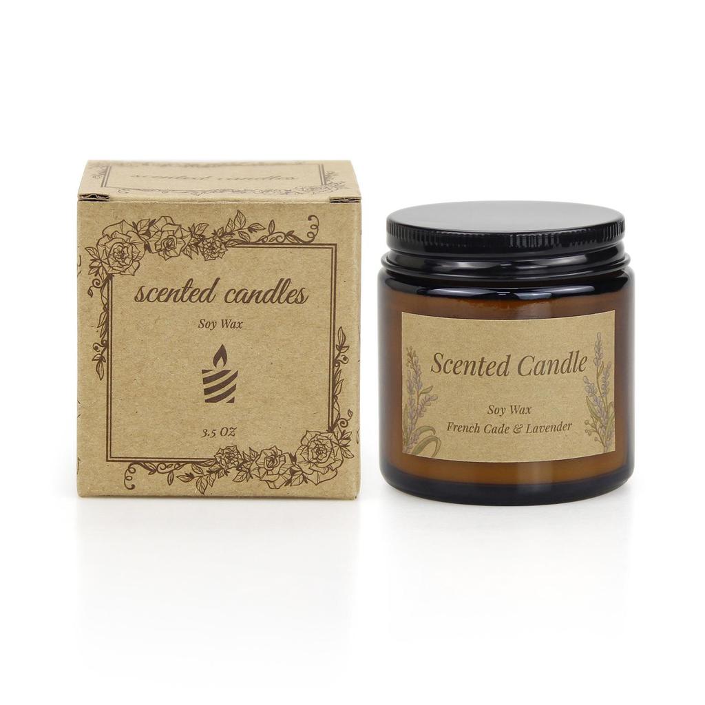 Customized Logo Soy Wax Scented Candle in Small Brown Glass Jar