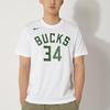 Nike Milwaukee Bucks NBA Logo Print Casual Vintage Crew Neck T-Shirt Men Tops White DR6386-106