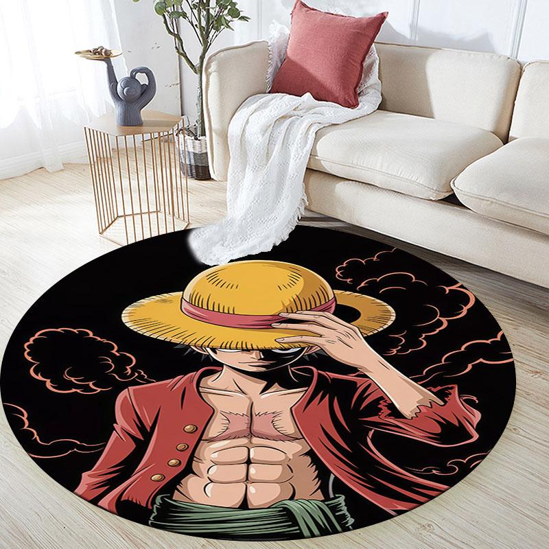 Monkey D Luffy,Round Area Rug,Carpet Rug for Living Room Bedroom Sofa Playroom Decor,Non-slip Floor Mat