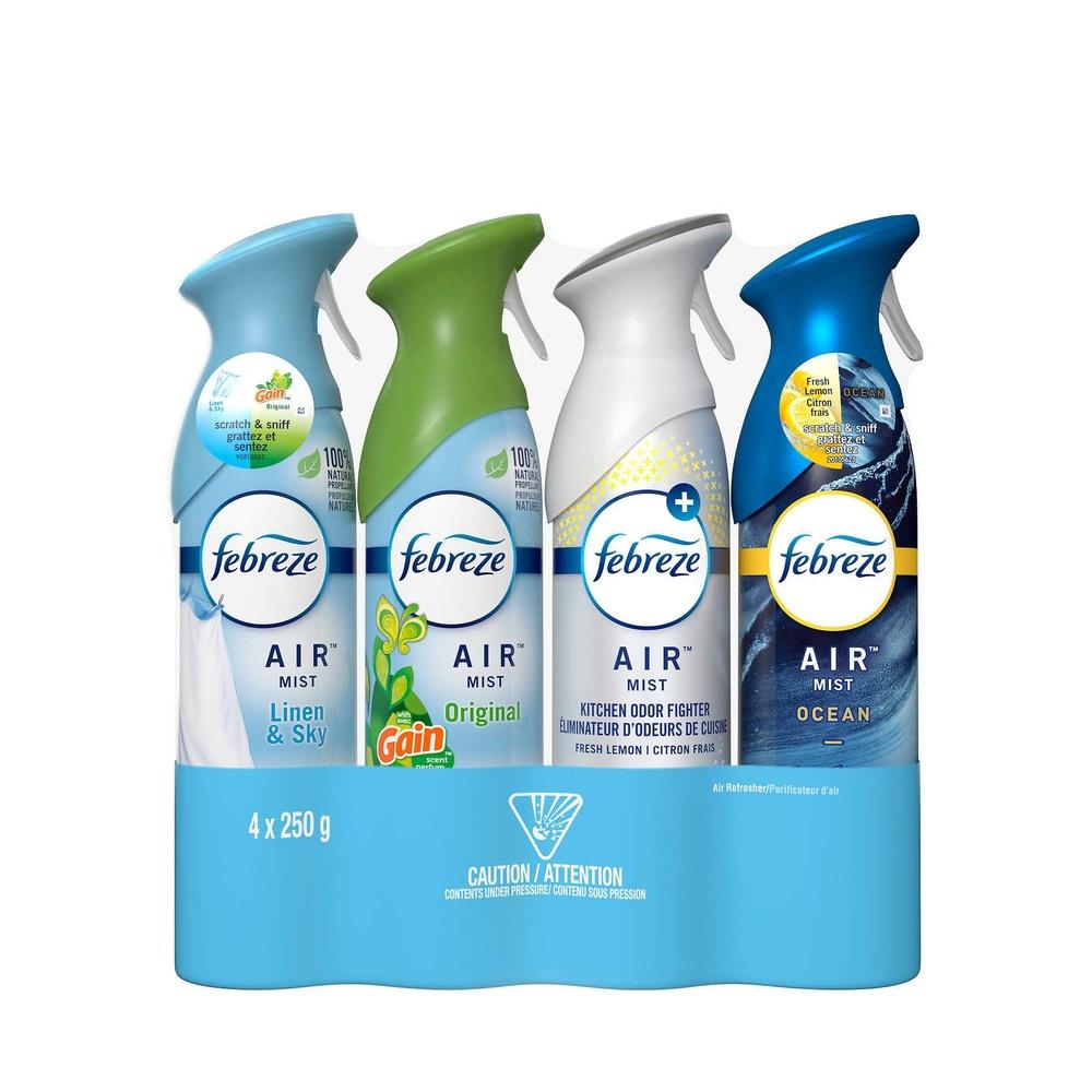 

4-Piece Air Refresher In 4 Variety of Linen & Sky Original Gin Fresh Lemon/Kitchen Ocean 4x250mL