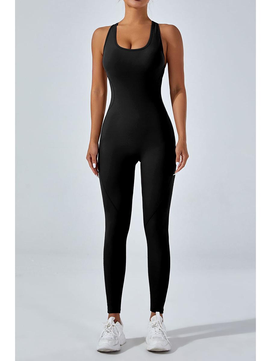 

Сексуальний європейський і американський комбінезон для йоги без спинки - цільні штани з високою еластичністю для активного відпочинку на природі Medium