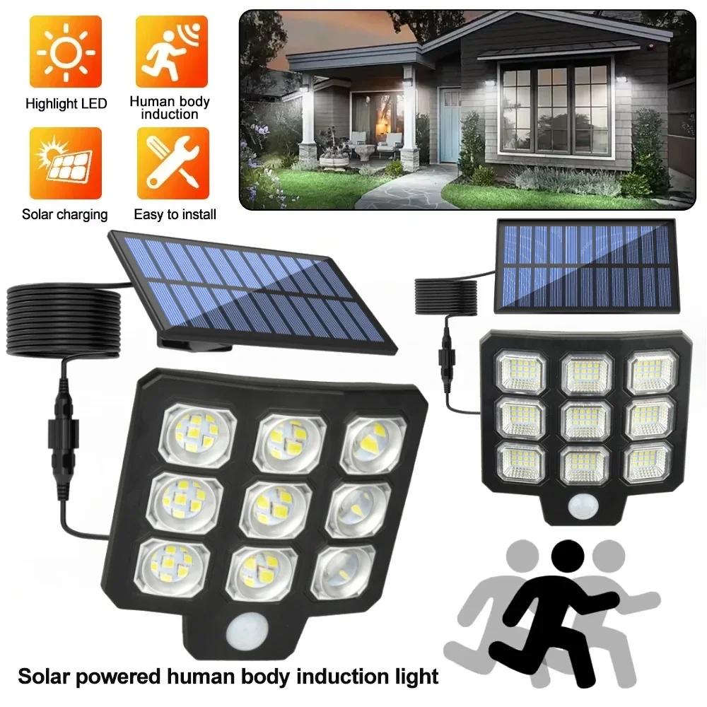 Outdoor LED COB Solar Lights Split Motion Sensor Flood Lights Waterproof Solar Light Remote Control Wall Lamp Yard Patio Garden