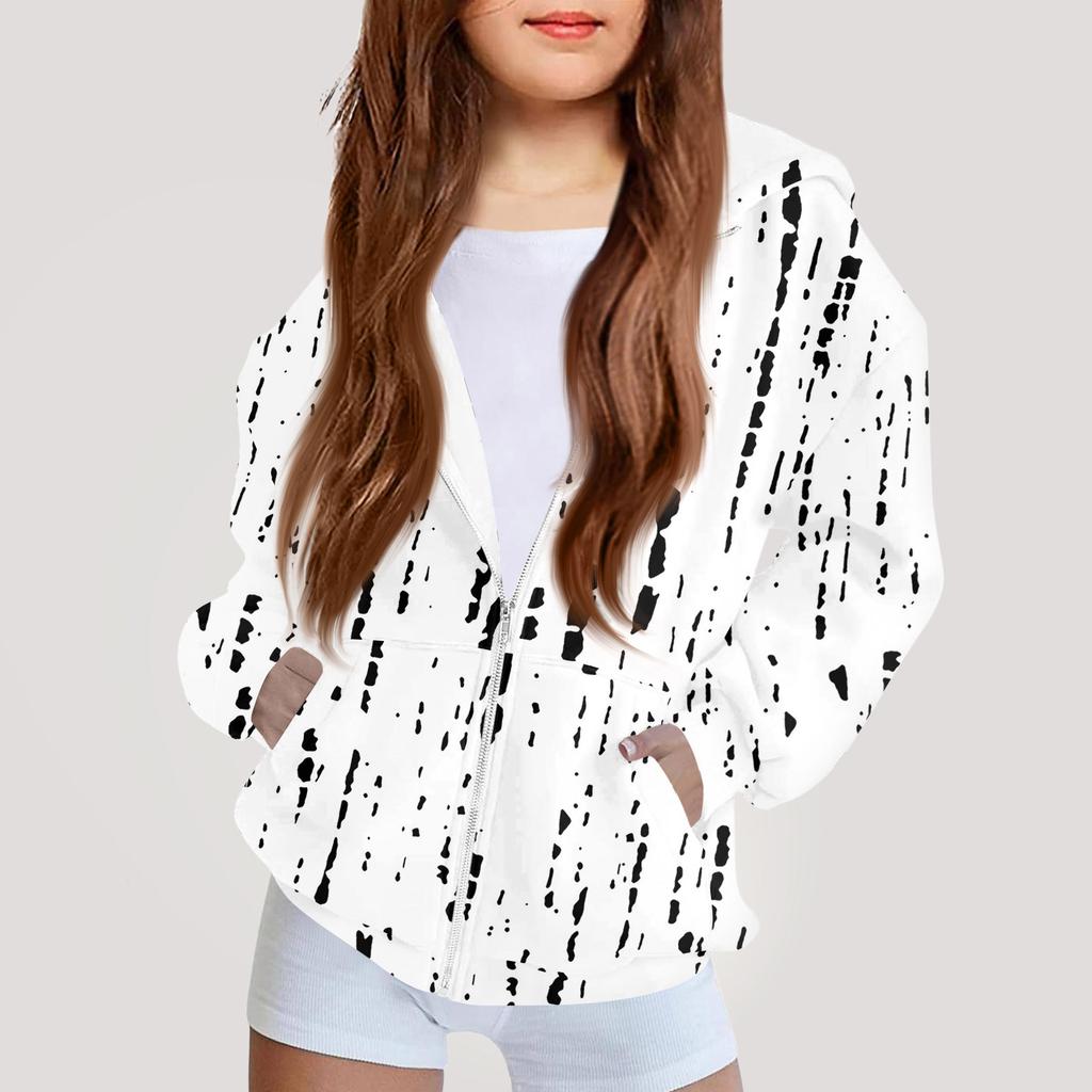 Moda dziecięca Bluza z kapturem z nadrukiem z długim rękawem Dziewczęca kurtka hoodie