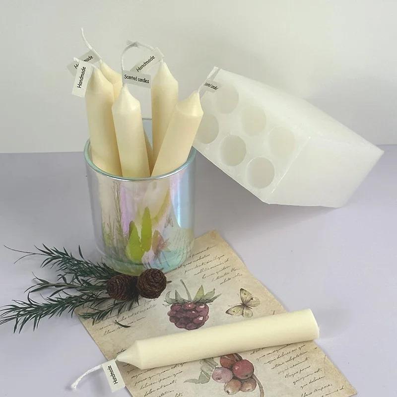 1pc Cylindrical Pillar Candle Silicone Mold DIY Handmade Craft Making Church Pointed Long Rod Ploe Candle Mold Home Decoration