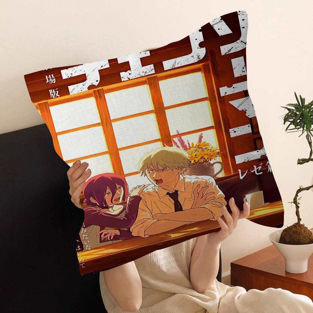 CChainsaw Man The Movie Reze Arc Pillow Gift Home Office Decoration Bedroom Sofa Car Cushion Cover Case X