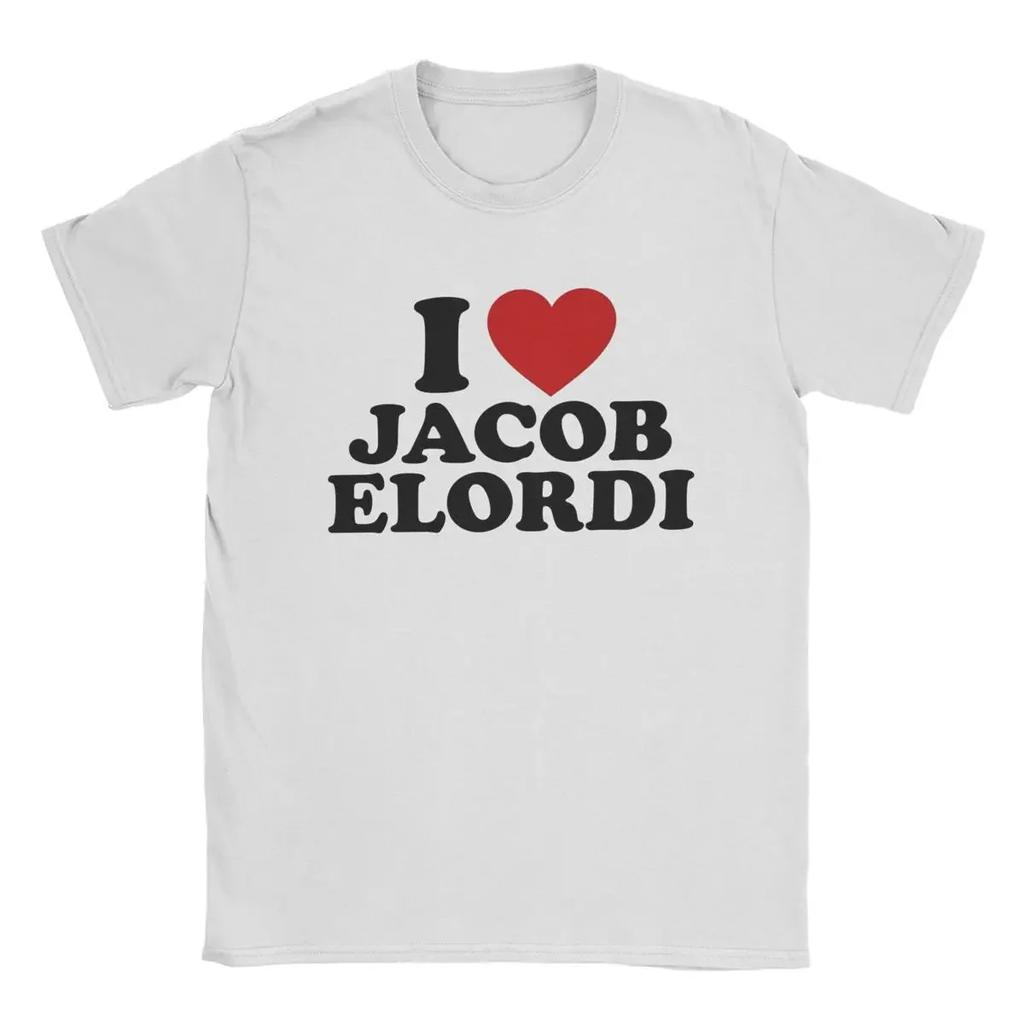Herren T-Shirt I Love Jacob Elordi Vintage Baumwoll-Tees Kurzarm T-Shirt Rundhals Tops Plus #Farbe