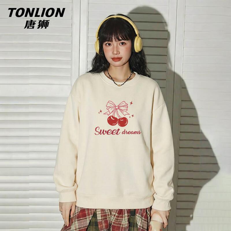 TonLion Damen Rundhals-Sweatshirt mit Schmetterlings- und Buchstaben-Print