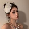 1 Paio Forcine per Capelli da Sposa Matrimonio Piuma Morbida Perla Sintetica Antiscivolo di Alta Gamma Leggere Incolore Festa Cocktail Banchetto Decorazione Testa Copricapo