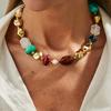 Colar Boho, Gargantilha Colorida de Contas de Resina, Colar Irregular Retrô para Mulheres, Joias Boho de Verão